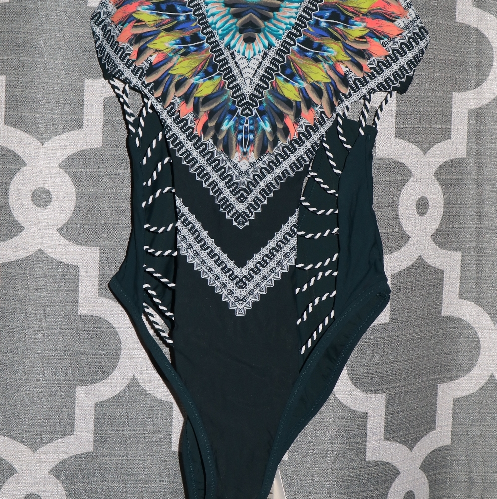 Red Carter One Piece Swimsuit Deep Lake